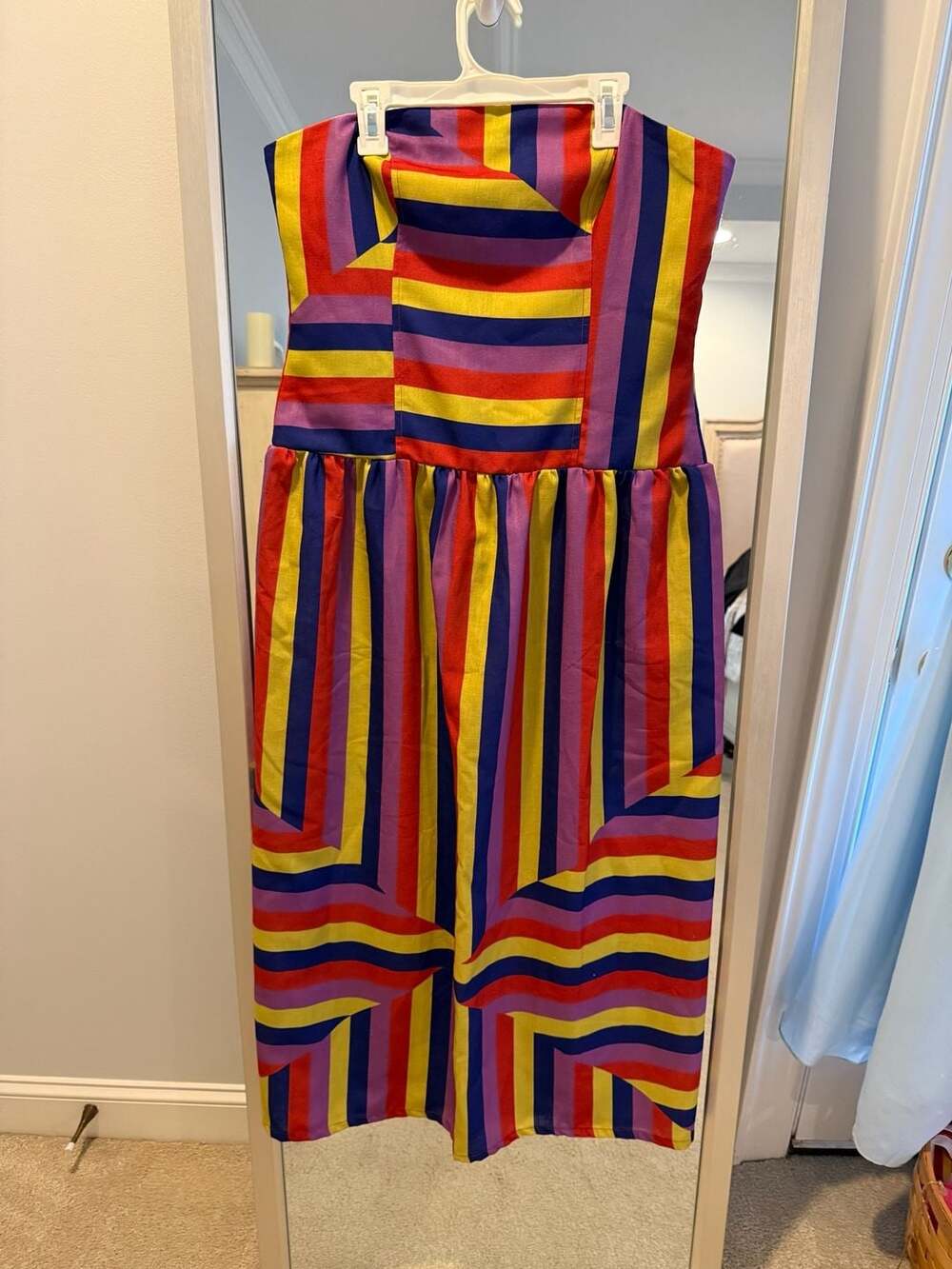 Fenareta Rainbow Stripe Strapless Midi Dress Size M